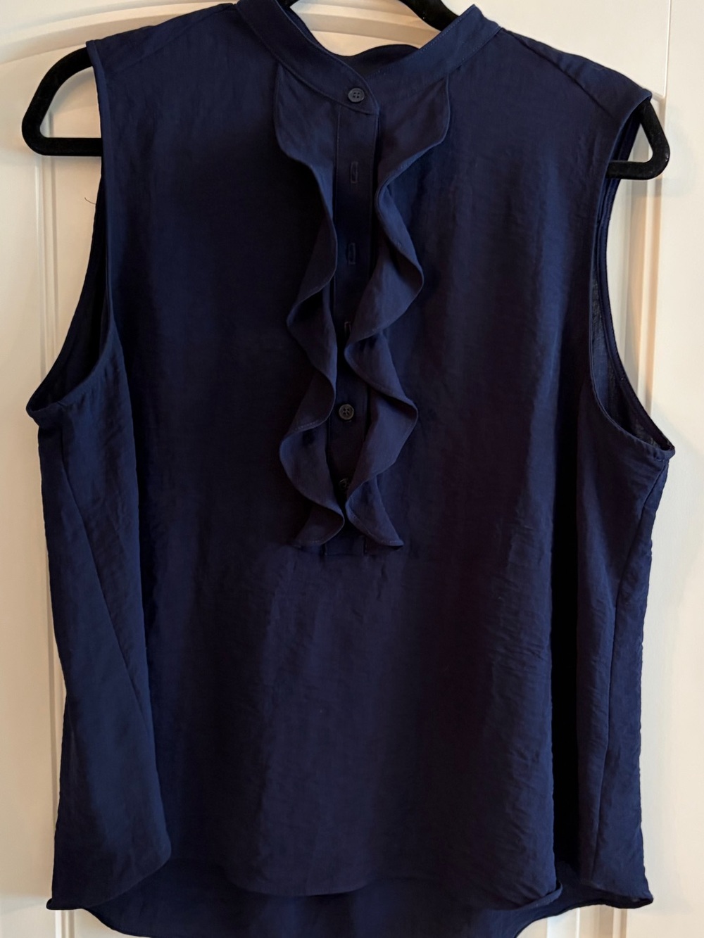 Ruffled Front Sleeveless Navy Camisole